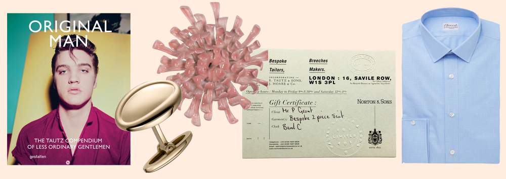 Original Man,&amp;nbsp;E Tautz, £25, etautz.com; customisable cufflinks, £2,550, Cartier (Vincent Wulveryck © Cartier); Porcelain chrysanthemum by Ai Weiwei, £14,000, royalacademy.org.uk; A gift certificate for Norton &amp;amp; Sons, Savile Row (from £230 for a bespoke shirt and £4,210 for a two-piece suit); Charvet cotton and linen-blend shirt, £375, mrporter.com