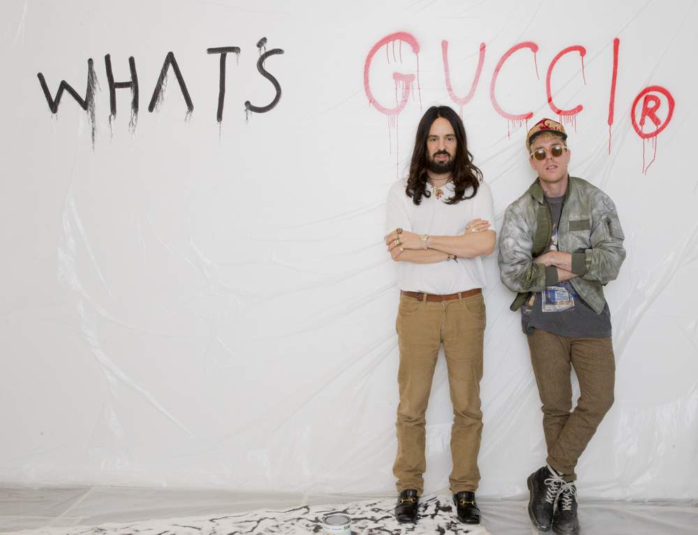 Gucci creative director Alessandro Michele (left) with&amp;nbsp;Trevor Andrew&amp;nbsp;Kevin Tachman\/Courtesy of Gucci