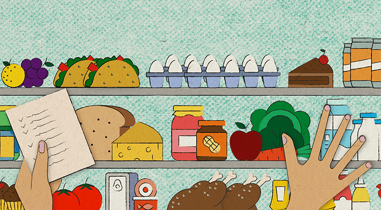 an illustration of someone shopping groceries