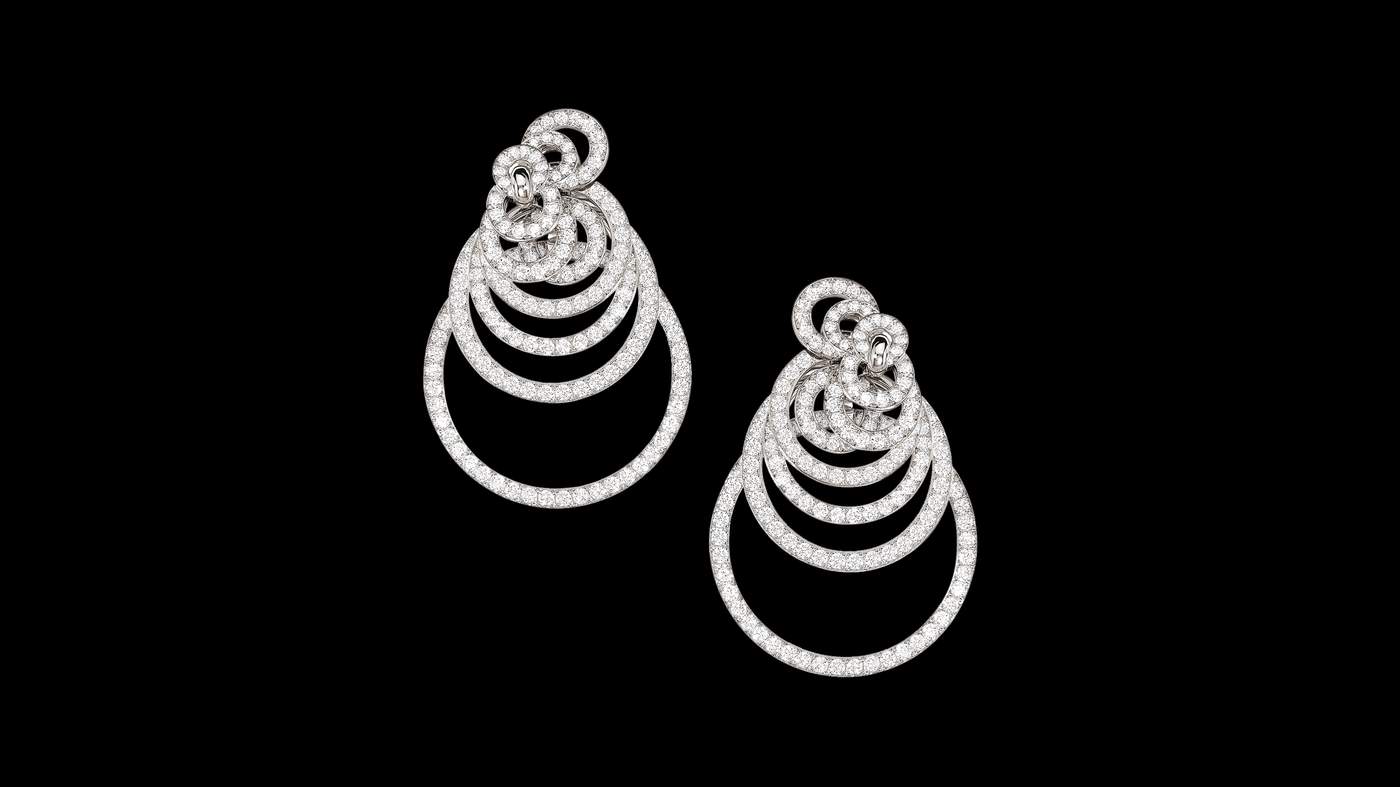 De Grisogono Gypsy earrings in white gold with white diamonds