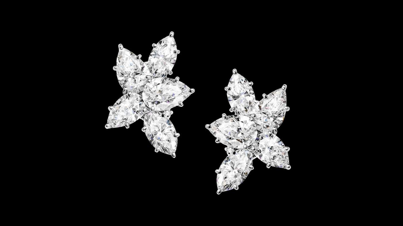 Cluster round 5 carat brilliant diamond ear studs