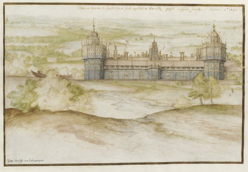 Nonsuch Palace from the South by Joris Hoefnagel, 1568 ©Victoria &amp;amp; Albert Museum, London