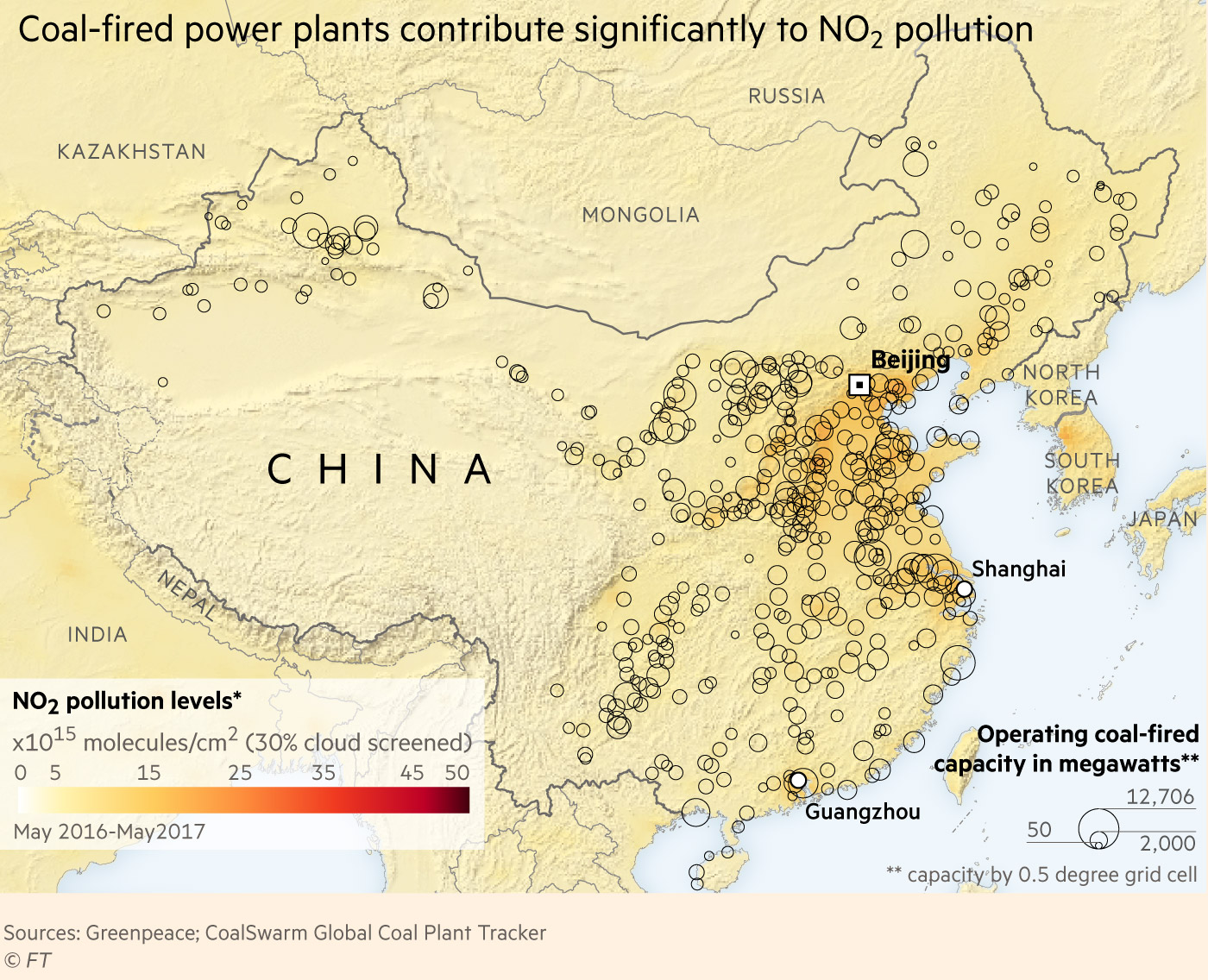 Coal-fired power plants contribute significantly to NO<sub>2</sub> pollution 