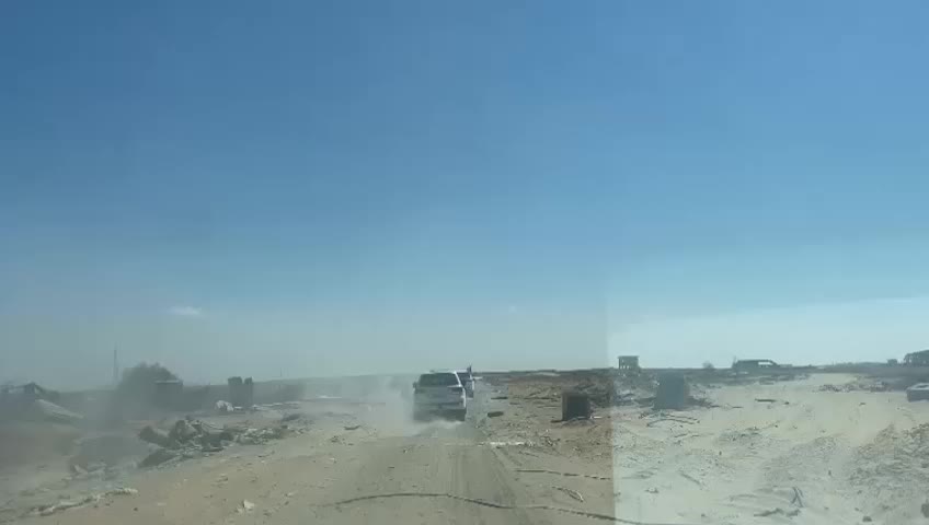 Video footage of Gaza now, with the landscape flattened and buildings reduced to rubble