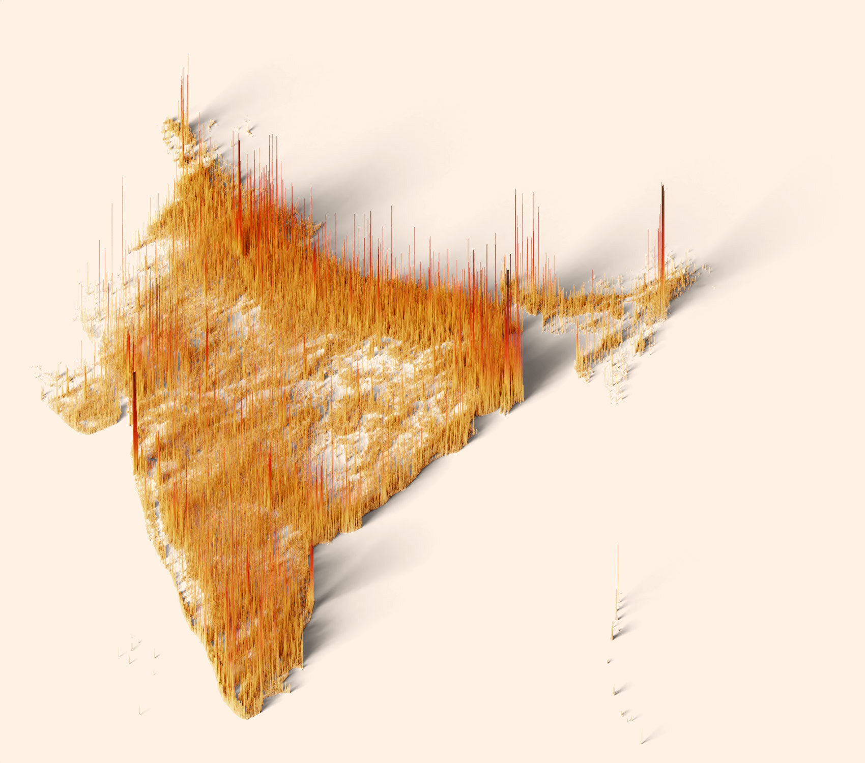 Population map of India in 1975
