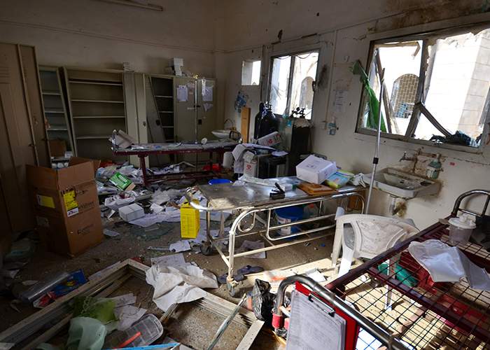 Damage inside a hospital operated by Médecins Sans Frontières after it was hit by a Saudi-led coalition air strike in Abs, Yemen, in August  Reuters