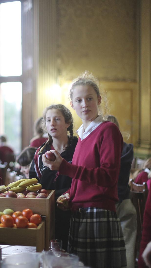 Westonbirt pupils in the dining hall during afternoon break