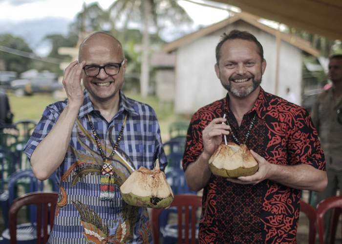 Vidar Helgesen and Stig Traavik at the welcoming ceremony