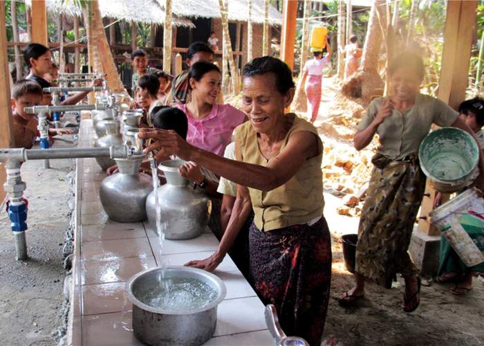 The China National Petroleum Company (CNPC), which has a headquarters in the pink-roofed buildings on Madae Island, Kyaukphyu, built a reservoir in 2012 to provide drinking water as part of its investment programme&amp;nbsp;Xinhua\/Corbis; Reuters