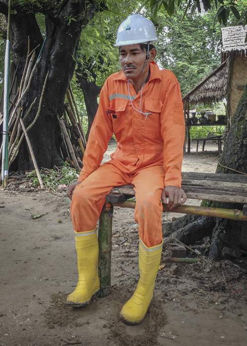 Win Naing, who has a job planting flowers at the Daewoo terminal complex